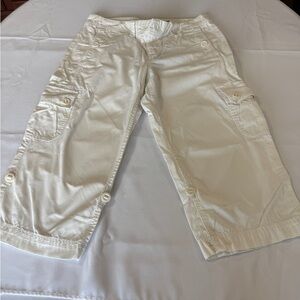 Eddie Bauer White Cargo Capris with Button Tabs